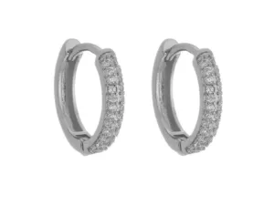 Brinco Argola Zircônia Cristal no Ródio