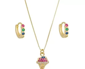 Conjunto Sorvete com Zircônia Colorida