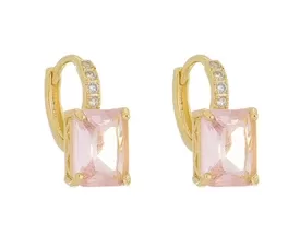 Brinco Argolinha Cravejada com Pedra Kunzita 