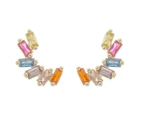 Brinco Eear Cuff com Baguetes Coloridas