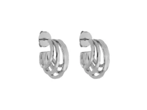 Brinco Argola com Aros Texturizados no Ródio