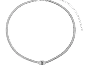Choker de Malha com Pingente Cravejado Banhado a Ródio